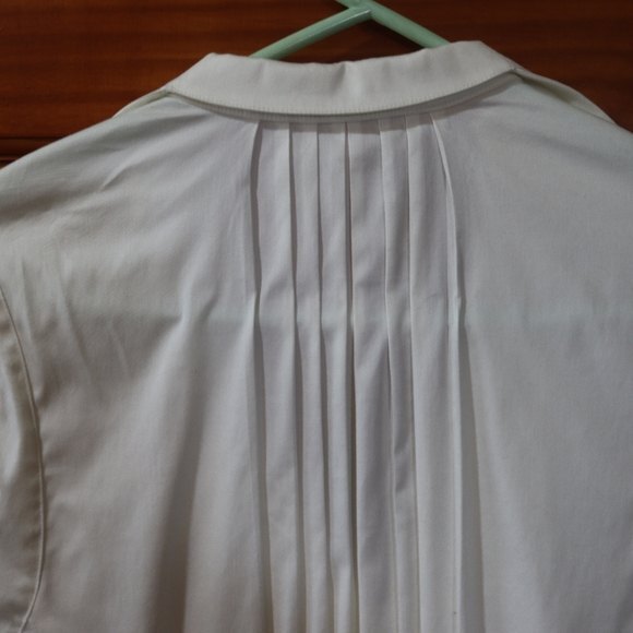 Vintage Eye White Pleated Ruffle Collared Long Sleeve Button Down Shirt Top 10 - Picture 11 of 14